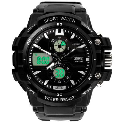 China SKMEI 0990 sports charm waterproof doubletime watches analog-digital men watchr with EL and silicone case for sale