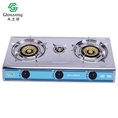 China Good Quality Modern Cast Iron Honeycomb Burner Stainless Steel 3 Burner Main Gas Stove for sale