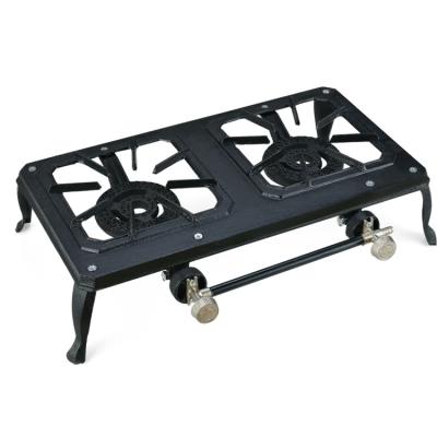 China Good Price Modern Black Painted Cast Iron 2 Burner Gas Stove for sale