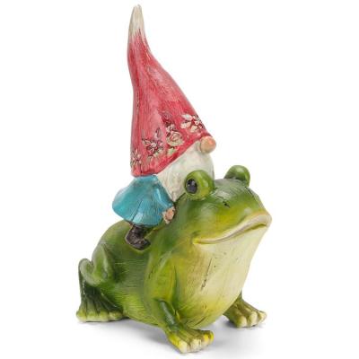 China North American garden and resin sculpture polyresin home gnome on frog decoration for sale