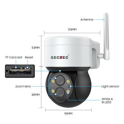 China Human Motion Tracking Sectec 360 HD 4MP10X Zoom CCTV Camera Panoramic Outdoor Waterproof IP Wifi 4MP Network Mini PTZ Camera for sale