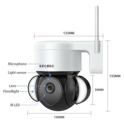 China NIGHT VISION Sectec Newcomer Tuya HD Spotlight CCTV Camera 5MP Wifi Dome Security Surveillance Wifi IP PTZ Camera for sale