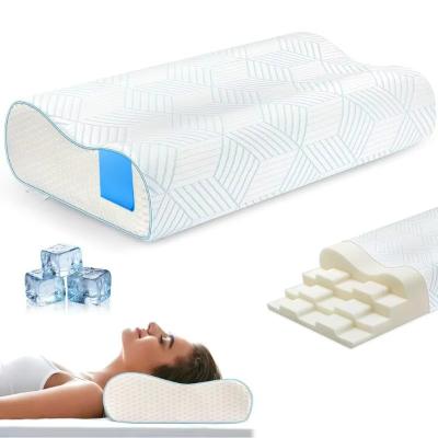 China Almofada de espuma de memória ajustável de 4 camadas para dormir Almofada de arrefecimento de contorno ergonômico para pessoas que dormem nas costas e nos lados à venda