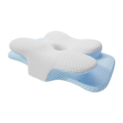 China Custom Contoured Memory Foam Pillow Butterfly Shaped Cervical Contour Pillow for sale