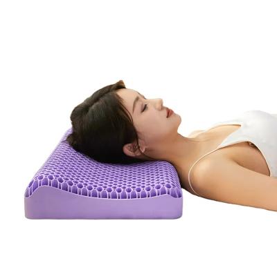 China Pain Relieve Cooling Memory Foam Pillow Washable Bamboo TPE Non Pressure Breath Freely Purple for sale