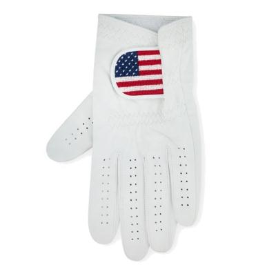 China Large Customized Fashionable Hand Stitched American Flag Needlepoint Cabretta Golf Glove for sale