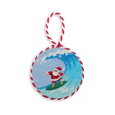 China Custom Surfing Santa Needlepoint Christmas Ornament for sale