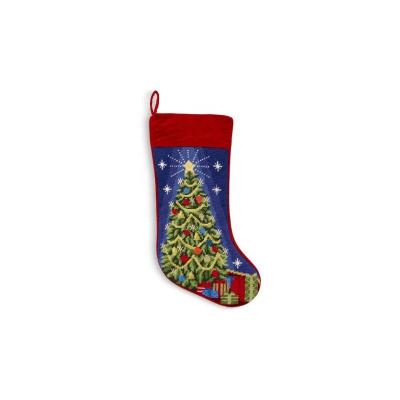 China 2021 WOOL Christmas tree needlepoint stocking with logo for sale