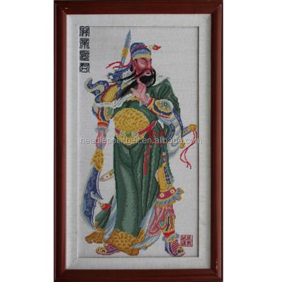 China Chinese Traditional Wooden Guan Yu Needlepoint Wall Hanging for sale