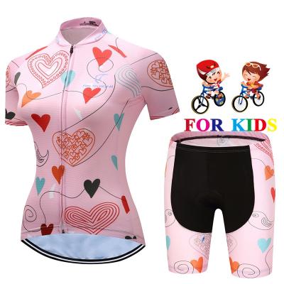 China Antibacterial Kids Cycling Jersey Set Girls Summer Sports Bike Jersey Suit MTB Bike Wear Kit for sale