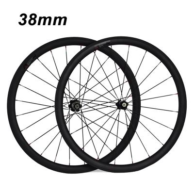 China Road Bikes 700C 38mm Anvil 23mm Width 3K Carbon Wheels Tubular Road Bike Bicycle Wheel Racing Traveling Wheelset for sale