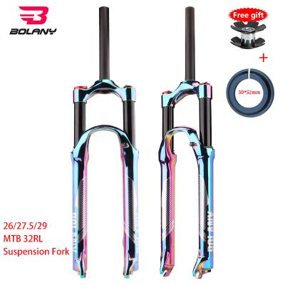 China Mountain Bikes Bolany Rainbow 27.5/29er Supension Air Inch 2021 Vacuum Plating MTB Bike Fork Aluminum Alloy 120mm For A Bicycle Accessories for sale