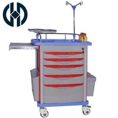 China Modern High Quality ABS Medical Drugs Hospital Crash Cart Plastic Emergency Medicine Trolley For Clinic for sale