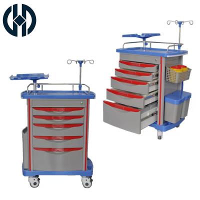 China Modern Hot Selling ABS Emergency Trolley Accident Anesthesia Trolley Hospital Drug Trolley Medical Cart for sale