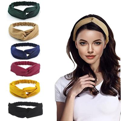 China Soft Cotton Soft Elastic Headbands For Women Knotted Stretchy Girl Hair Accessories Make Up Headbands for sale