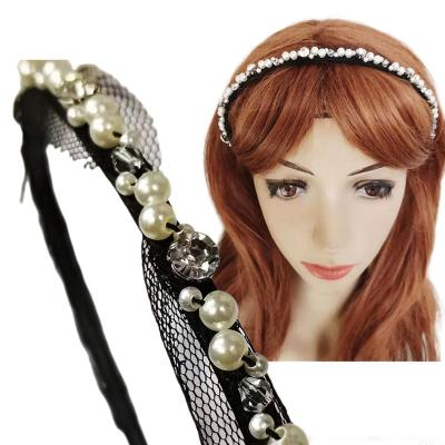 China European and American Style Crystal Pearl Headband Custom Rhinestone Pearl Beads Cute Handmade Headband Design Hair Accessories for Girls for sale