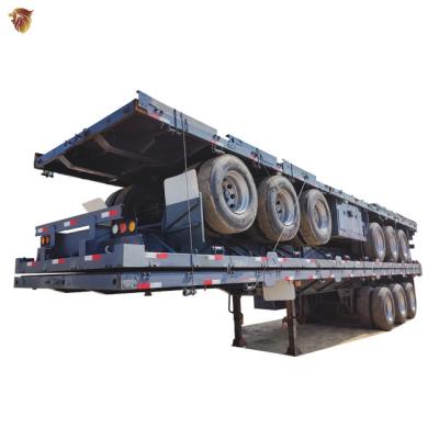 China Truck Trailer China Used 10 Tire 12.5m 20ft 40ft Flat Bed Container for sale