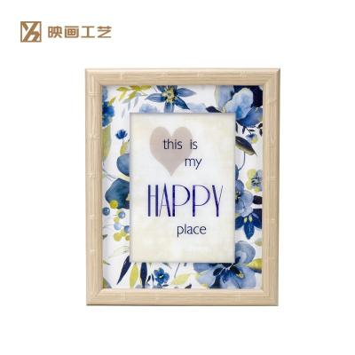 China HAPPY green retro wall hanging retro picture frame retro home space decorative wood wooden bamboo hand painted picture frame for sale