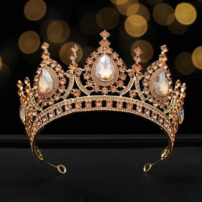 China Bride Wedding Head Tiaras And Hair Accessories DAIMING HG02131New Dark Crystal Bride Tiara Crown Bridal Gold Rhinestone Crowns Wedding For Women for sale