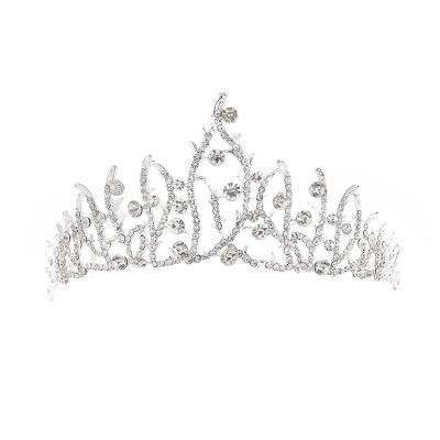 China Modern Minimalist Crowns Princess Pageant Crystal Queen Tiara Headband Wedding Rhinestone Crown For Women for sale