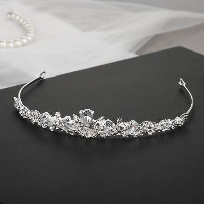 China Kirsite Spring Clips For Women Raw Diamond Tiara Headpiece Crystal Crown Diamond Spring Clips For Women Wedding Headband Accessory for sale