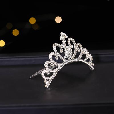 China Party Earl Tiara Crown Hair Combs Children Elegant Crystal Veil Hair Jewelry for sale