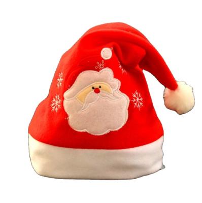 China Promotion Non-woven Santa Claus Christmas Hat Embroidery Santa Hat Snowman Deer Christmas Pattern for sale