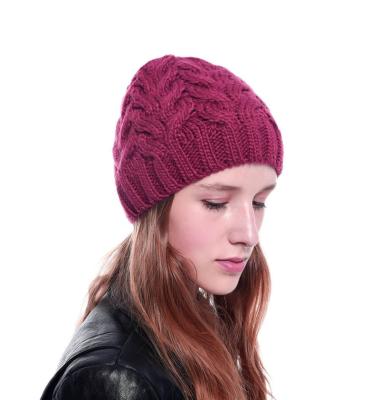 China Wholesale Hot Selling Women Short Twist Winter Customized Adult Warm Acrylic Knitted Knit Beanie Hats for sale