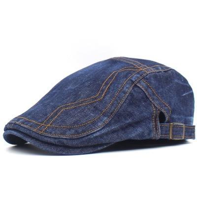 China 2020 Fashion New Style Embroidery Striped Denim Casual Men's Parasol Beret for sale