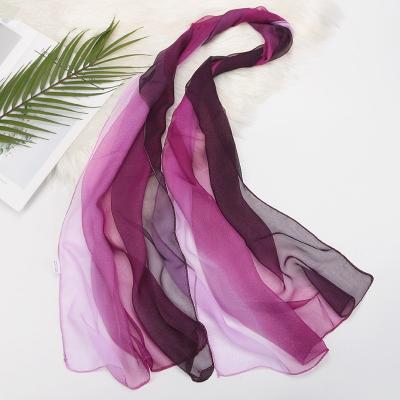 China Fashion Summer Spring Multicolor Splice Chiffon Crinkle Ladies Women Chiffon Shawl Silk Scarf for sale