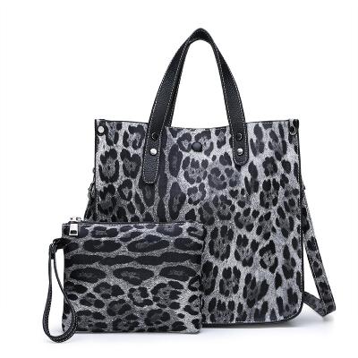 China New Fashion Style Leopard Print Tote Bag PU Lady Handbag Set for sale