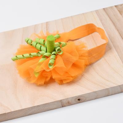 China Cute Fashion Halloween Pumpkin Kids Hair Bands Elastic Headband Soft Gauze Hair Accessories for sale