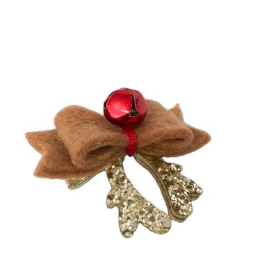 China Sweet Jingling Wool Elk Horn Christmas Decoration Hair Clip Women Girls Accessories for sale