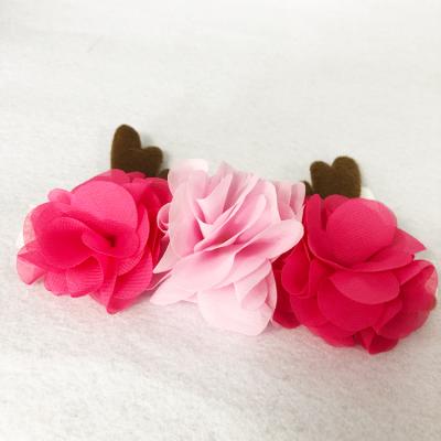 China Fashion Christmas Antler Flower Baby Hair Bands Girls Winter Organic Headband Hair Accessories for sale