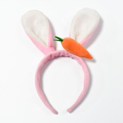 China Girls Hair Decoration Venonat Plush Velvet Rabbit Ears Cute Kawaii Carrot Hair Circle For Little Babies Hair Accessories for sale