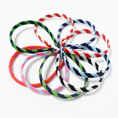 China Custom Made Girls Hair Accessories Women Girls Hair Decoration Cloth Headband Colorful Striped Plastic Cross Hair Circle for sale