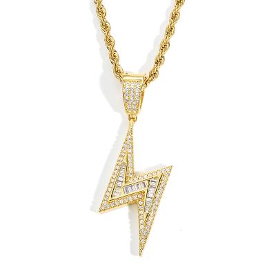 China FASHIONABLE lightning hip hop pendant full of zircon hip hop men's fashion necklace jewelry gift for sale