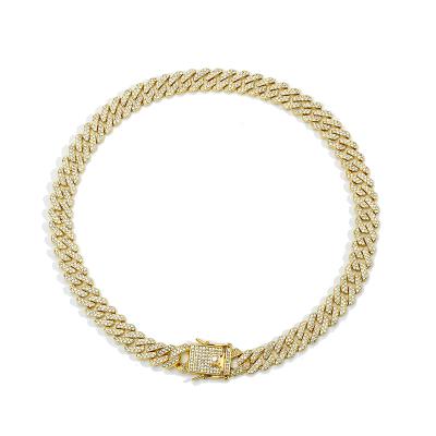 China Trendy Iced Out Bling Diamond Gold Finish Miami Cuban Link Chain Men's Hip Hop Necklace Jewelry for sale