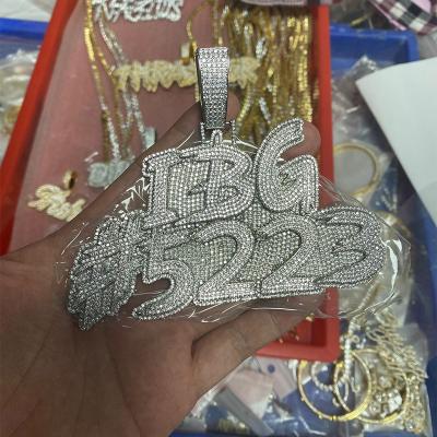 China TRENDY hip hop bling iced out custom CZ men's diamond lab letter initial jewelry necklace jewelry for sale