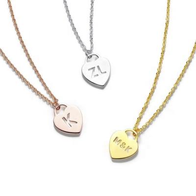 China Environmental Friendly Stainless Steel Jewelry Custom Carved Hollow Custom Name Jewelry Necklace Initials Heart Necklace for sale