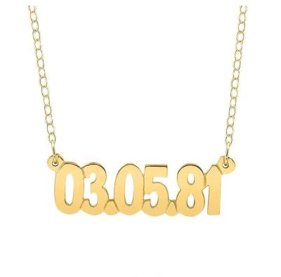 China TRENDY Custom Made Stainless Steel Numeral Necklaces Date Bar Hollow Memorial Day Necklace for sale