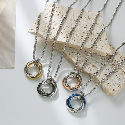 China FASHIONABLE High Quality Men Women Fashion Stainless Steel Necklace Circle Custom Geometric Non-fading Pendant for sale