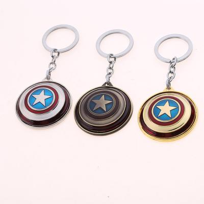 China Environmental Friendly Captain America Key Chains For Women Men Metal Star Shield Movie Male Key Chains Key Ring Fans Gift for sale