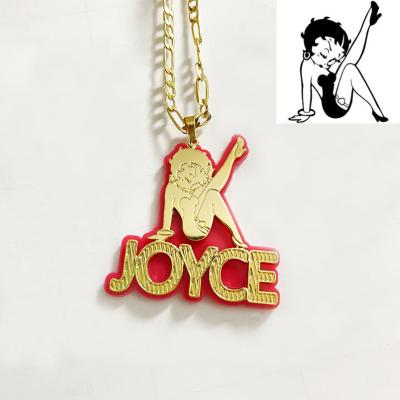 China Acrylic Nameplate Logo Necklace Cartoon Choker Unisex Custom 18K Gold Trendy Europen Trendy for sale