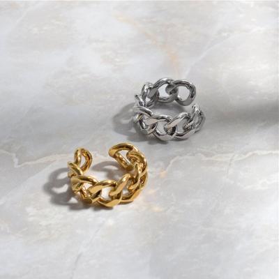 China Statement Ring Chunky Open Link Chain Gold Casual/Sporty Stainless Steel Thick Link Chain Thick Ring Long for sale