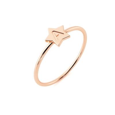 China Minimalist Casual/Sporty Girl's Ring Gold Star Shaped Alphabet Initial Letter 2022 Name Ring Simple Ring Jewelry for sale