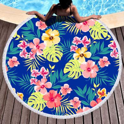 China QUICK DRY Custom Printing Micro Towel Fiber Round Fringes Beach Towel Mandala Towel for sale