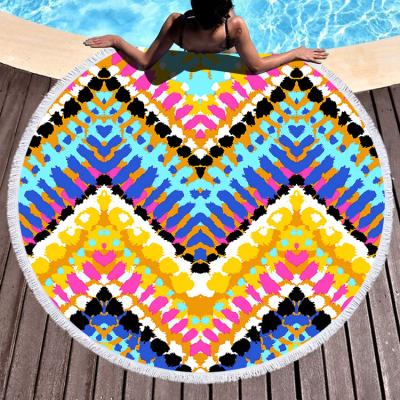 China Wholesale Printed QUICK DRY Microfiber Lightweight Quick Dry Round Pool Towels Fringe Carry Bag Tassel Beach Towel for sale