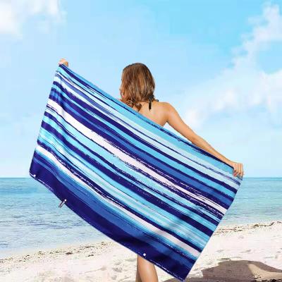 China Waffle Free QUICK DRY Sand Microfiber Reused Beach Towel With Logo Custom Print Luxury Beach Towel for sale