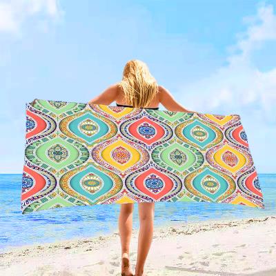 China Print Viable Hot Sand Transfer Microfiber Suede Amazon Free Selling Beach Towel Superdry Super Dry Quick Dry Superdry Cheap for sale